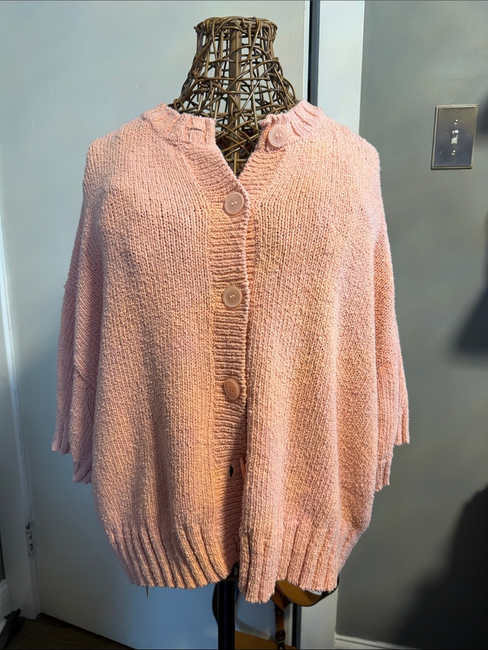 J. Crew Blush Pink Button-Front Knit Cardigan